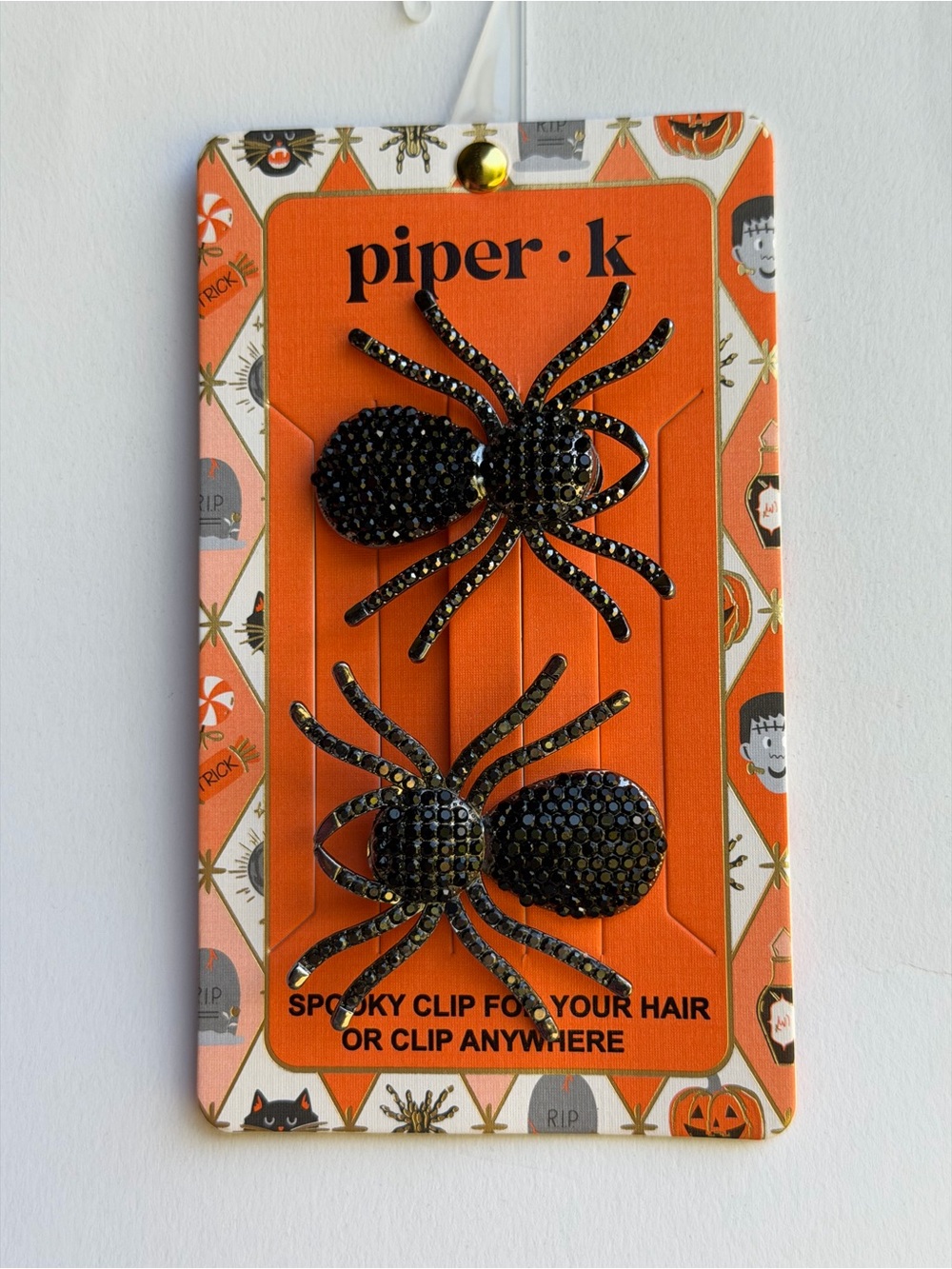 piper·k Black Rhinestone Spider Hair Clips - Set of 2 - Halloween